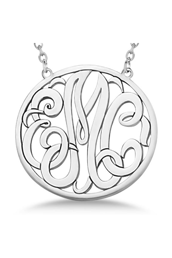 Custom Initial Circle Monogram Pendant Necklace in Sterling Silver