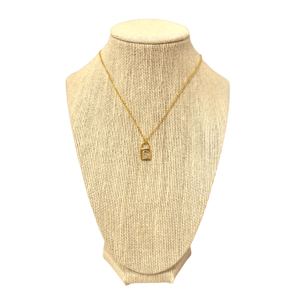 Custom Initial Glitzy Lock Necklace gold s