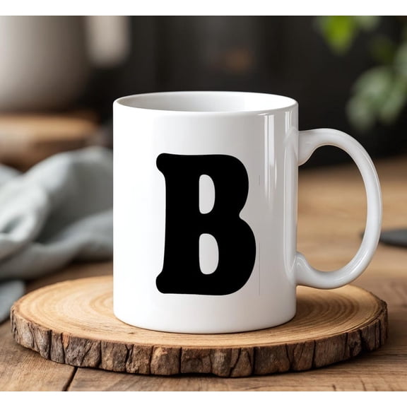 Custom Initial Mug B1Old Monogram Letter Cup 330 ml Ceramic Gift PerS1onalized Minimal Coffee Mug