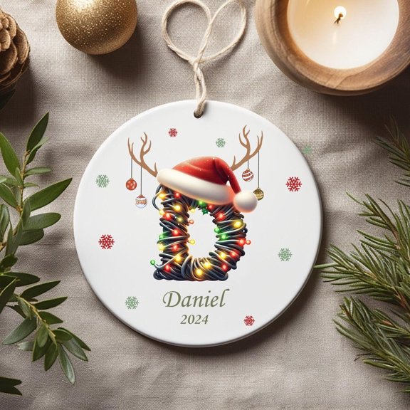 Custom Initial Name Ornament, Personalized Letter Ornament 2025, Monogram Family Ornament, Unique Christmas Gift, Name Keepsake