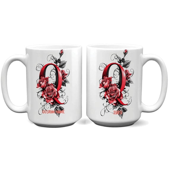 Custom Initial Q Coffee Mug – Personalized Ceramic Cup for Women 11oz 15oz, Ideal for Daily Enjoyment, Birthdays, or Family Events