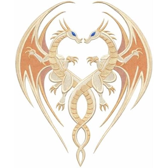 Custom Intertwined in Mythos Dragons Embroidery Iron On/Sew Patch (6.8" x 10.53")$$Art & Craft