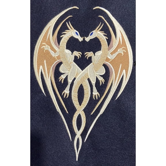 Custom Intertwined in Mythos Dragons Embroidery Iron On/Sew Patch (6.8" x 10.53")