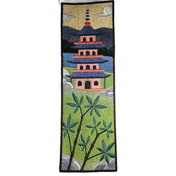 Custom Japanese Garden panel Embroidered Iron On/Sew patch [11.73" x 3.89"]