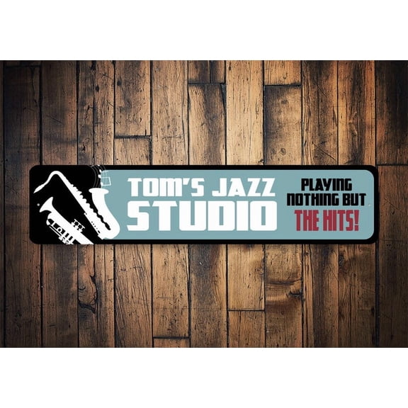 Custom Jazz Studio Sign Jazz Studio Sign Music Studio Sign Music Gift Jazz Music Gift Jazz Music Lover Smooth Jazz Jazz Instrument - Size: 16 x 4 Inches