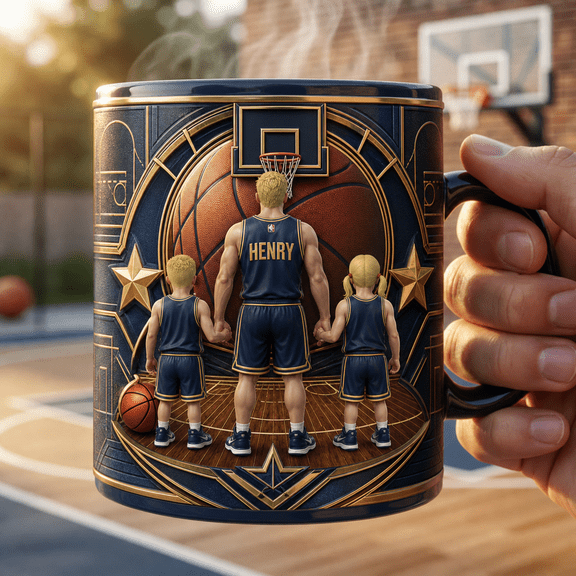 Custom Jerseys Magic Mug for Dad, Personalized Basketball All Star Dad Gift