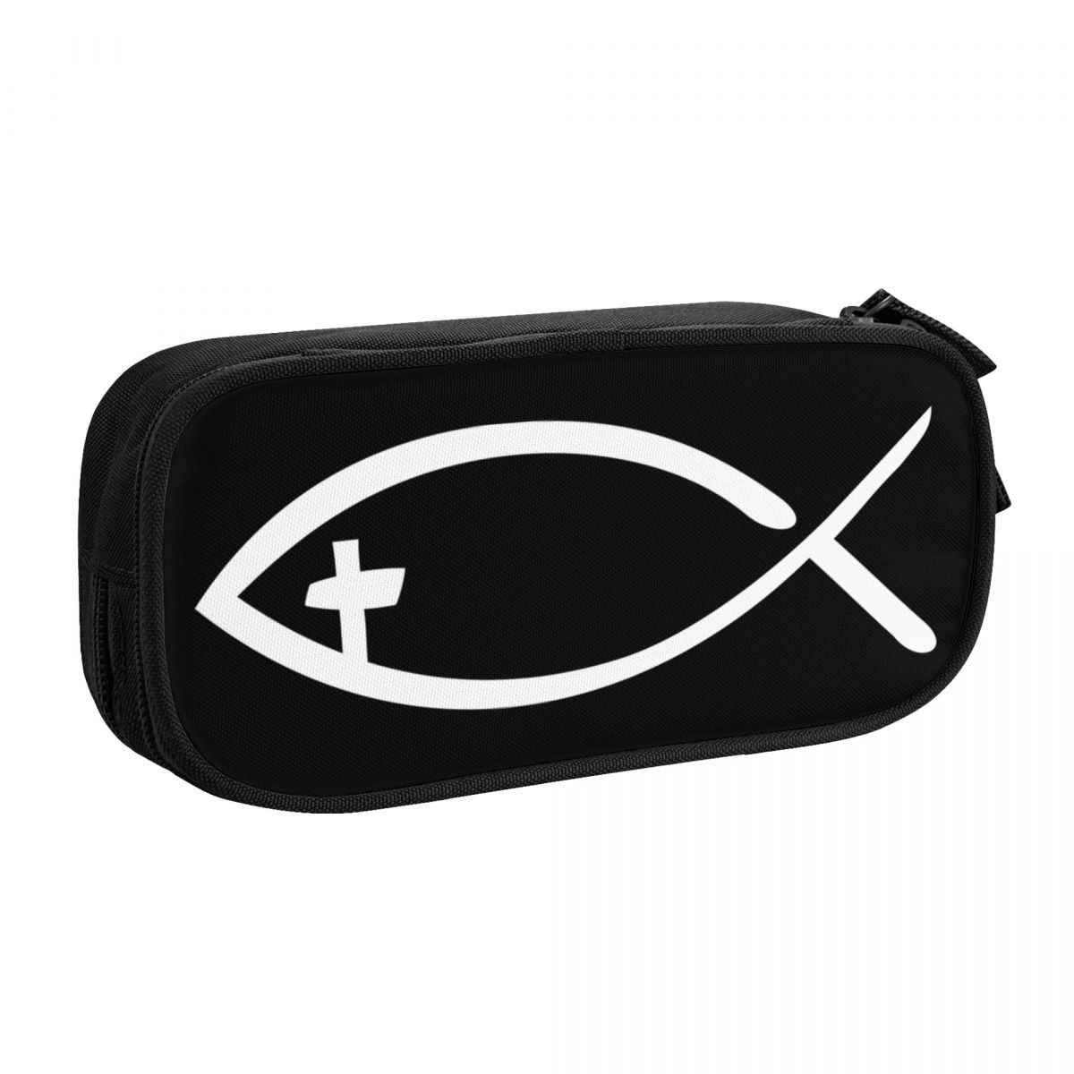 Custom Jesus Cross Fish Pencil Cases for Large Storage Christian Pen ...