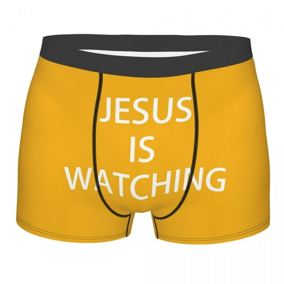 Custom Jesus Is Watching Underwear Men Stretch Boxer Briefs Shorts Panties Soft Underpants For Homme