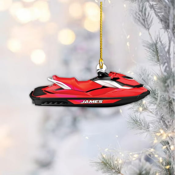 Custom Jet Ski Ornaments 2025 Jet Boat Ski Christmas Ornament Skiing Jet Boat Christmas Tree Ornament Gift for Watercraft Lovers Speed Boat Ornaments (JK2) - 3214 (Pink)
