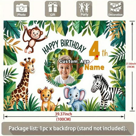 Custom Jungle-Themed Party Decorations Banner Jungle-Themed Sign Backdrop Photo Booth Props Background Party Favors
