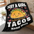 thumbnail image 1 of Custom Just Girl Who Loves Tacos Throw Blanket Personalized Throw Blankets Add Your Own Name Customized Flannel Throws for Kids Dogs Cats Gift 30 in x 40 in XS for Pets, 1 of 6