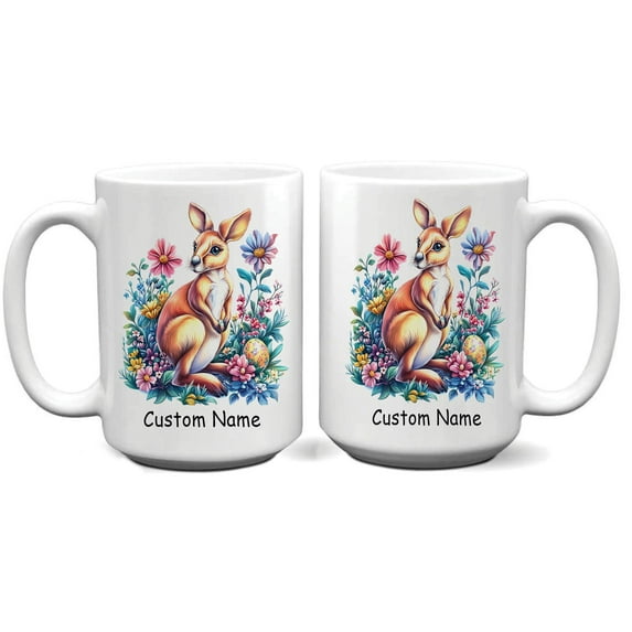Custom Kangaroo Coffee Mug – Fun Gift for Kangaroo Lovers, Parents, Siblings, Friends – Personalized Ceramic Cup 11oz 15oz – Ideal for Animal Lovers