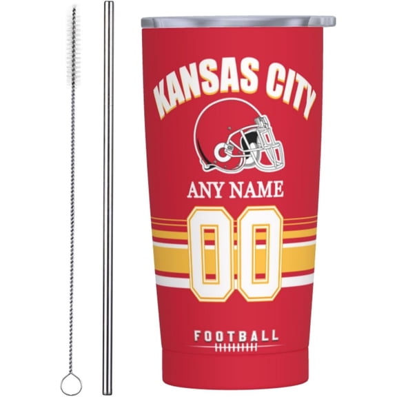 Custom Kansas City Tumbler, Personalized Name and Number Tumbler Cup, Customized Stainless Steel Travel Coffee Mug Keeps Drinks Cold and hot Gifts for Men Women Fans