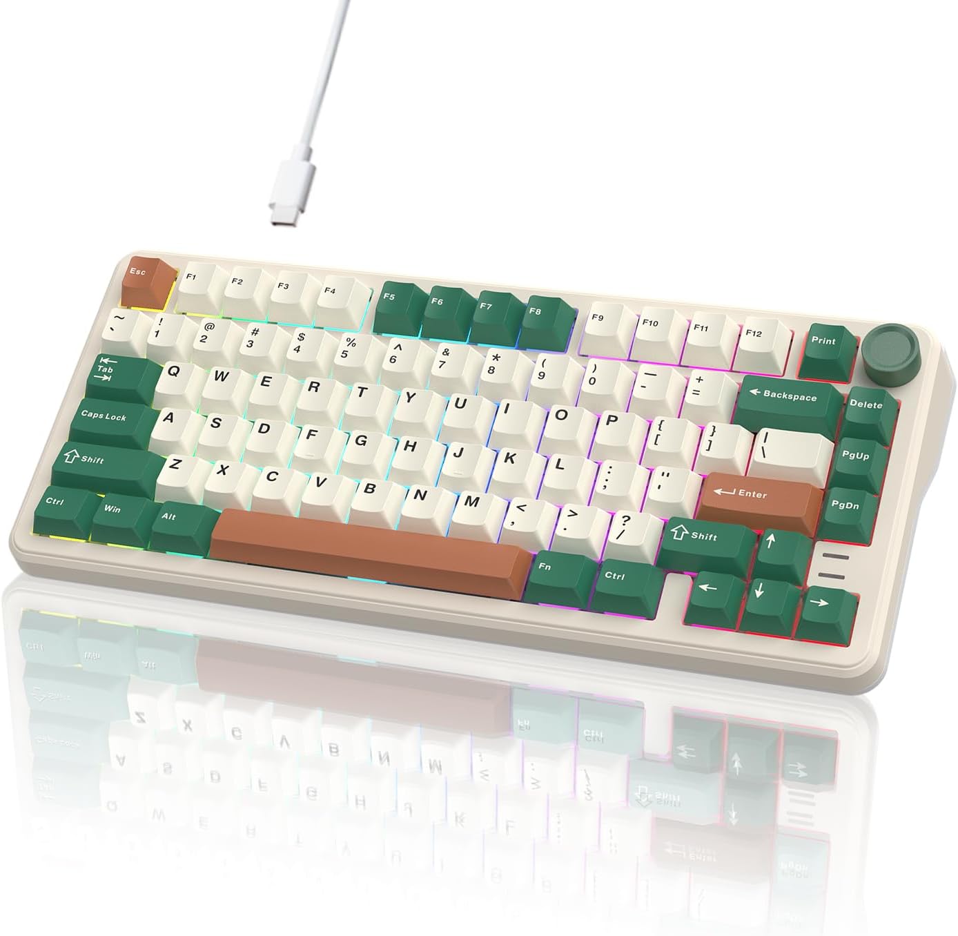 Custom Keyboard with Metal Knob】81 key custom green keyboard with metal ...