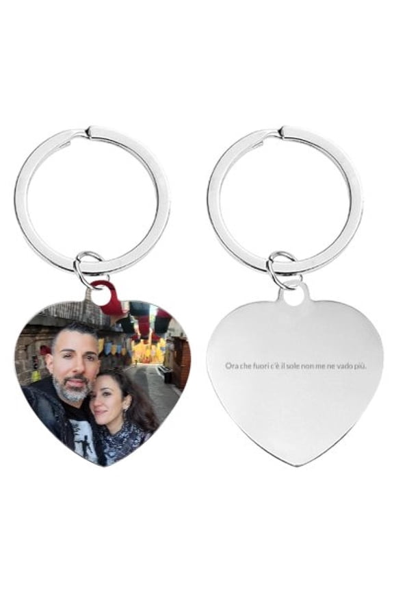 Custom Keychain With Picture, Personalized Photo Text Engraved Key Chain Gift, Durable Stainless Steel, Scratch and Rust Resistant, Personalized Keepsake for Men Women Couples Families Friends-Silver