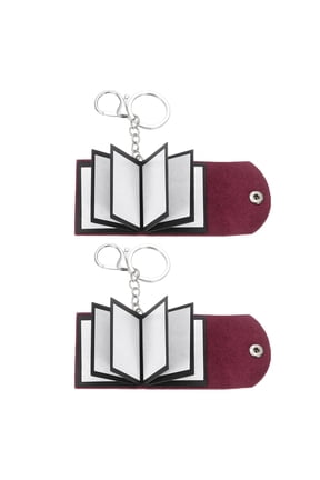 Custom Keychain with Pictures, 2 Pcs Personalized Leather Mini Photo Album Keychain with 10 Pictures DIY Small Memory Keyring Book for Family, Wine Red