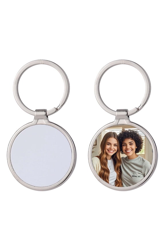 Custom Keychain With Picture - Personalized Engraving Photo Text Keychains, For Women Men, Anniversary Valentine's Day Gifts (Circle)