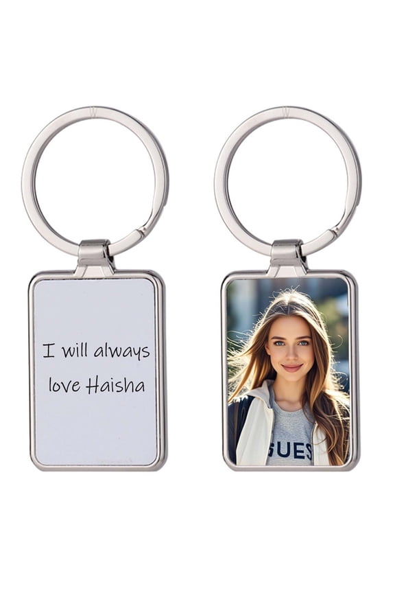 Custom Keychain With Picture - Personalized Engraving Photo Text Keychains, For Women Men, Anniversary Valentine's Day Gifts (Rectangle)