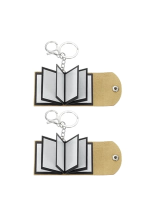 Custom Keychain with Pictures, 2 Pcs Personalized Leather Mini Photo Album Keychain with 10 Pictures DIY Small Memory Keyring Book for Family, Camel