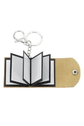 Custom Keychain with Pictures, Personalized Leather Mini Photo Album Keychain with 10 Pictures DIY Small Memory Keyring Book for Family, Camel
