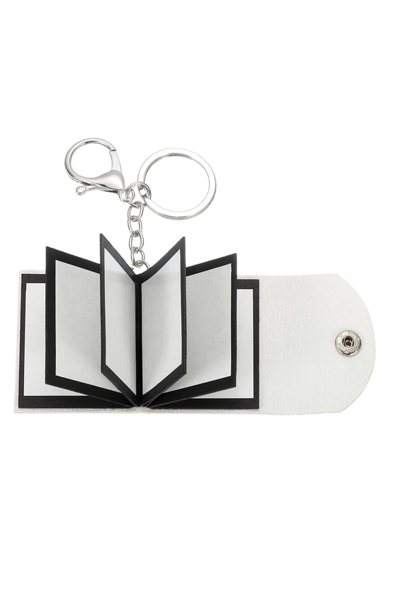 Custom Keychain with Pictures, Personalized Leather Mini Photo Album Keychain with 10 Pictures DIY Small Memory Keyring Book for Family, Cream White