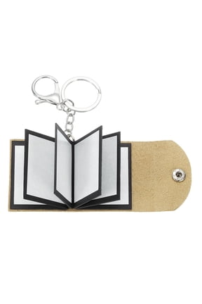 Custom Keychain with Pictures, Personalized Leather Mini Photo Album Keychain with 10 Pictures DIY Small Memory Keyring Book for Family, Gold