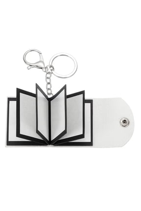 Custom Keychain with Pictures, Personalized Leather Mini Photo Album Keychain with 10 Pictures DIY Small Memory Keyring Book for Family, Pure White