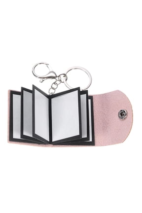 Custom Keychain with Pictures, Personalized Leather Mini Photo Album Keychain with 10 Pictures DIY Small Memory Keyring Book for Family, Rouge Powder