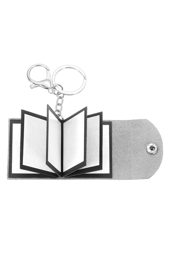 Custom Keychain with Pictures, Personalized Leather Mini Photo Album Keychain with 10 Pictures DIY Small Memory Keyring Book for Family, Silver