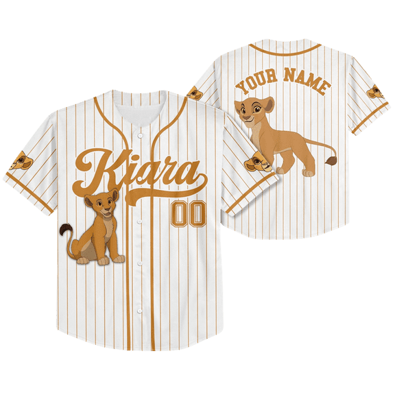 Custom Kiara Baseball Jersey, Personalized Disney The Lion King Jersey Shirt, Disney Jersey for Kids, Youth, Adults & Lion King Fans