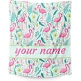 thumbnail image 1 of Custom Kids Blanket Gifts - 40 x 30 Inches Cute Flamingo Throw Blanket for Boys, Girls - Personalized Green Soft Fuzzy Warm Blanket for Sofa, Office, 1 of 5