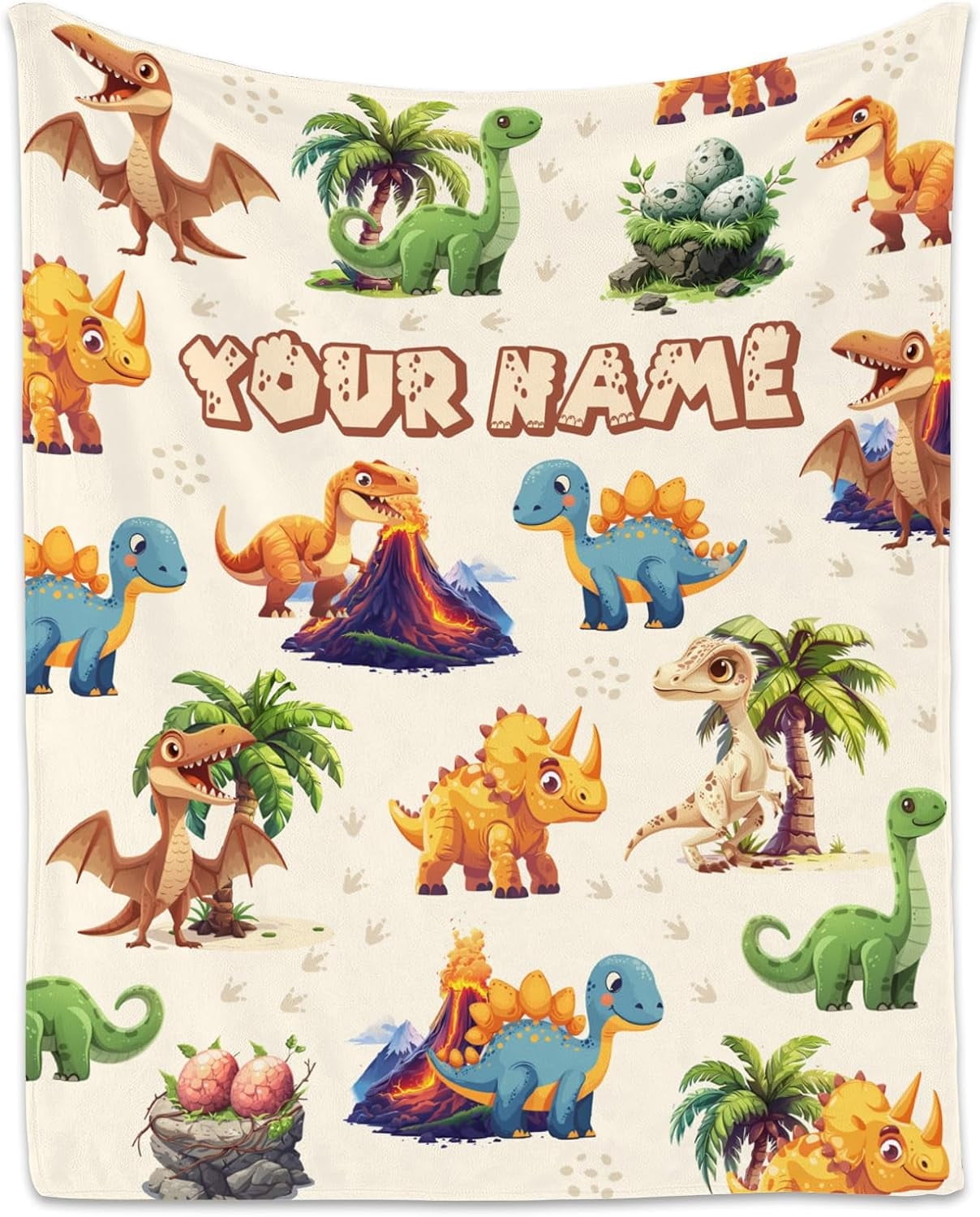 Custom Kids Throw Blankets for Boys Girls, Personalized Dinosaur Blanket for Boys, Soft Fuzzy Flannel Throw Blanket Dinosaur Gifts Ideal, 40"x50" Toddler Blankets for Boys Dinosaur Room Decor