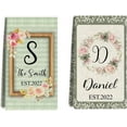 thumbnail image 1 of Custom Kitchen Towel, Green Wreath Personalized Dish Towels Tea Towel | Family Name Hand Towel | Kitchen Decor | Housewarming Gift Monogram Dishcloth Wedding Gift (Floral 10), 1 of 6