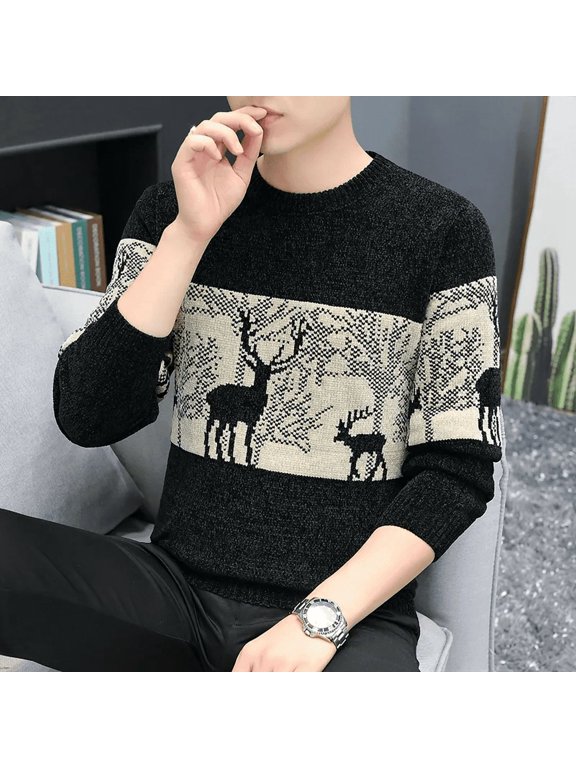 Custom Knitted Sweater Christmas Crew Neck Long Sleeve Casual