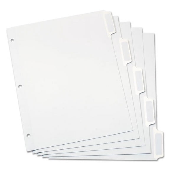 "Custom Label Tab Dividers With Self-Adhesive Tab Labels, 5-Tab, 11 X 8.5, White, 25 Sets | Bundle of 5 Boxes"