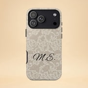 Tough 2 Layer Shockproof Protective Case Compatible with iPhone 17, Custom Lace Pattern Personalized Name Initials Design