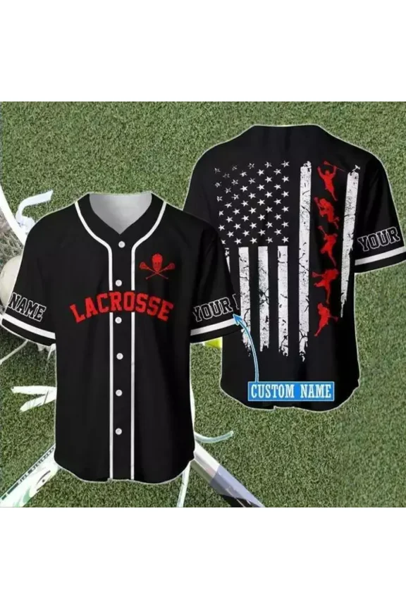 Custom Lacrosse Line Red Baseball Tee Jersey Shirts 3D For Men Women - Hot Sale 2026