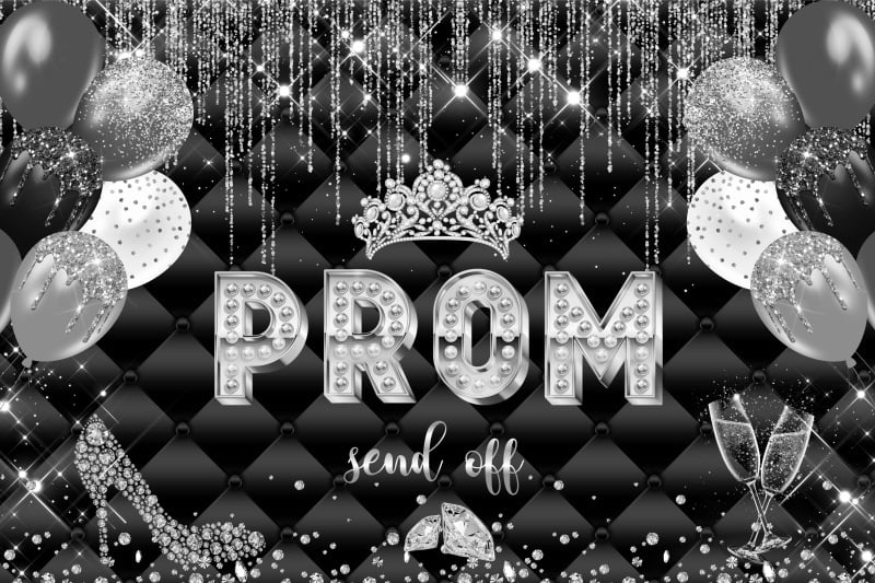 Custom Laeacco Graduation Backdrop Black and Silver 2024 Prom High ...