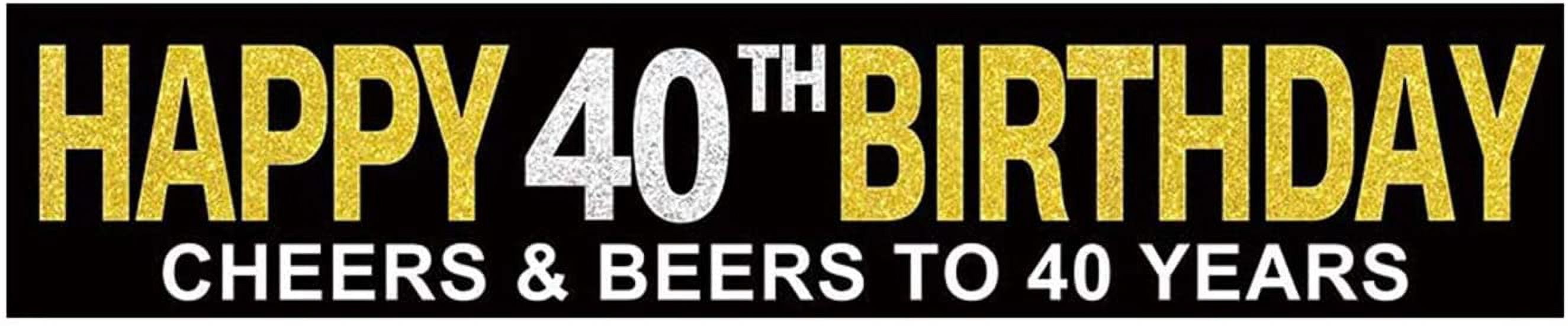 Custom Large Happy 40th Birthday Banner, Cheers \u0026 Beers to 40 Years, Birthday Hanging Banner, Birthday Party Supplies, Birthday Party Sign Decorations, Home Indoor Outdoor Party Decoration (9.8x1.
