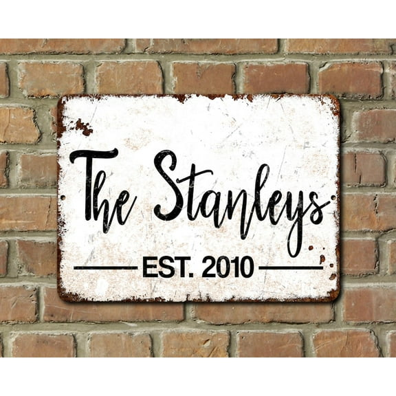 Custom Last Name with Initial and EST Date Aluminum Tin Metal Sign Farmhouse Wall Decor Cabin Garage Indoor Outdoor