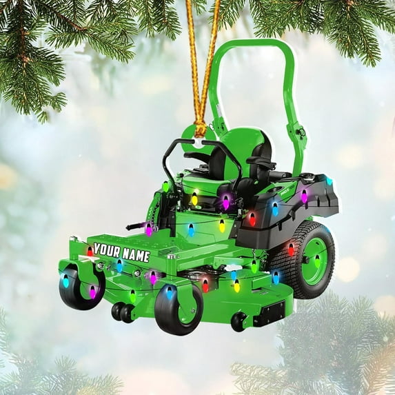Custom Lawn Mowers Christmas Ornaments 2025 Custom Lawn Mowers Ornaments Farmhouse Lawn Mowers Driver Gifts Riding Mowers with Xmas Light Acrylic Ornament 2025 (LM10) - 3115 (Green)