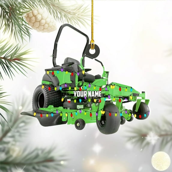 Custom Lawn Mowers Christmas Ornaments 2025 Custom Lawn Mowers Ornaments Farmhouse Lawn Mowers Driver Gifts Riding Mowers with Xmas Light Acrylic Ornament 2025 (LM6) - 3117 (Green)