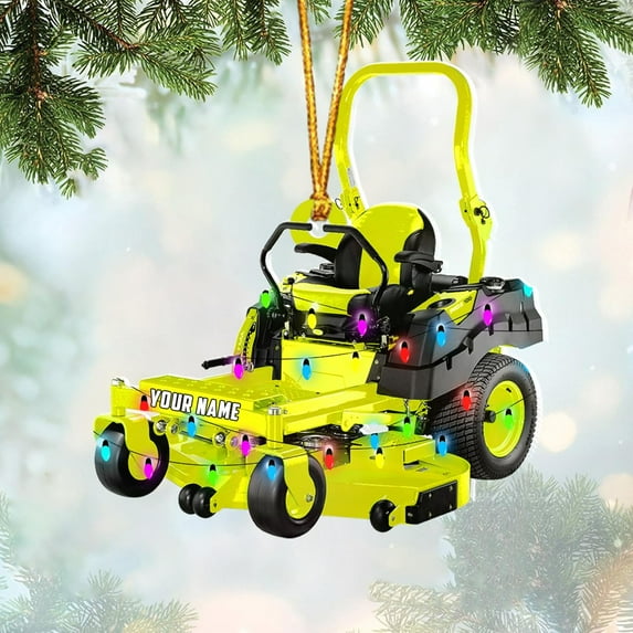Custom Lawn Mowers Christmas Ornaments 2025 Custom Lawn Mowers Ornaments Farmhouse Lawn Mowers Driver Gifts Riding Mowers with Xmas Light Acrylic Ornament 2025 (LM10) - 3115 (Yellow)