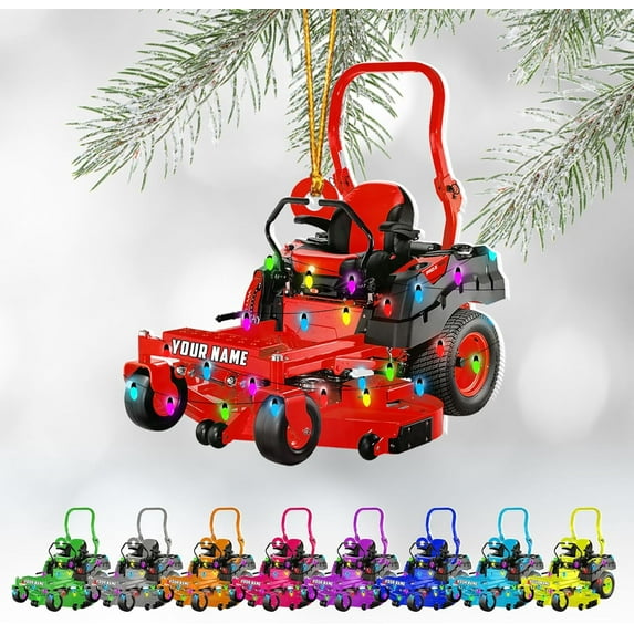 Custom Lawn Mowers Christmas Ornaments 2025 Custom Lawn Mowers Ornaments Farmhouse Lawn Mowers Driver Gifts Riding Mowers with Xmas Light Acrylic Ornament 2025 (LM10) - 3115 (Red)
