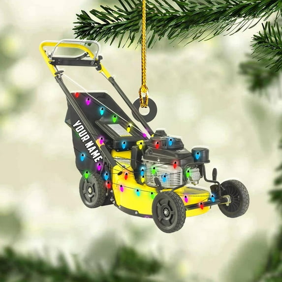 Custom Lawn Mowers Christmas Ornaments 2025 Custom Lawn Mowers Ornaments Farmhouse Lawn Mowers Driver Gifts Riding Mowers with Xmas Light Acrylic Ornament 2025 (LM12) - 3116 (Yellow)