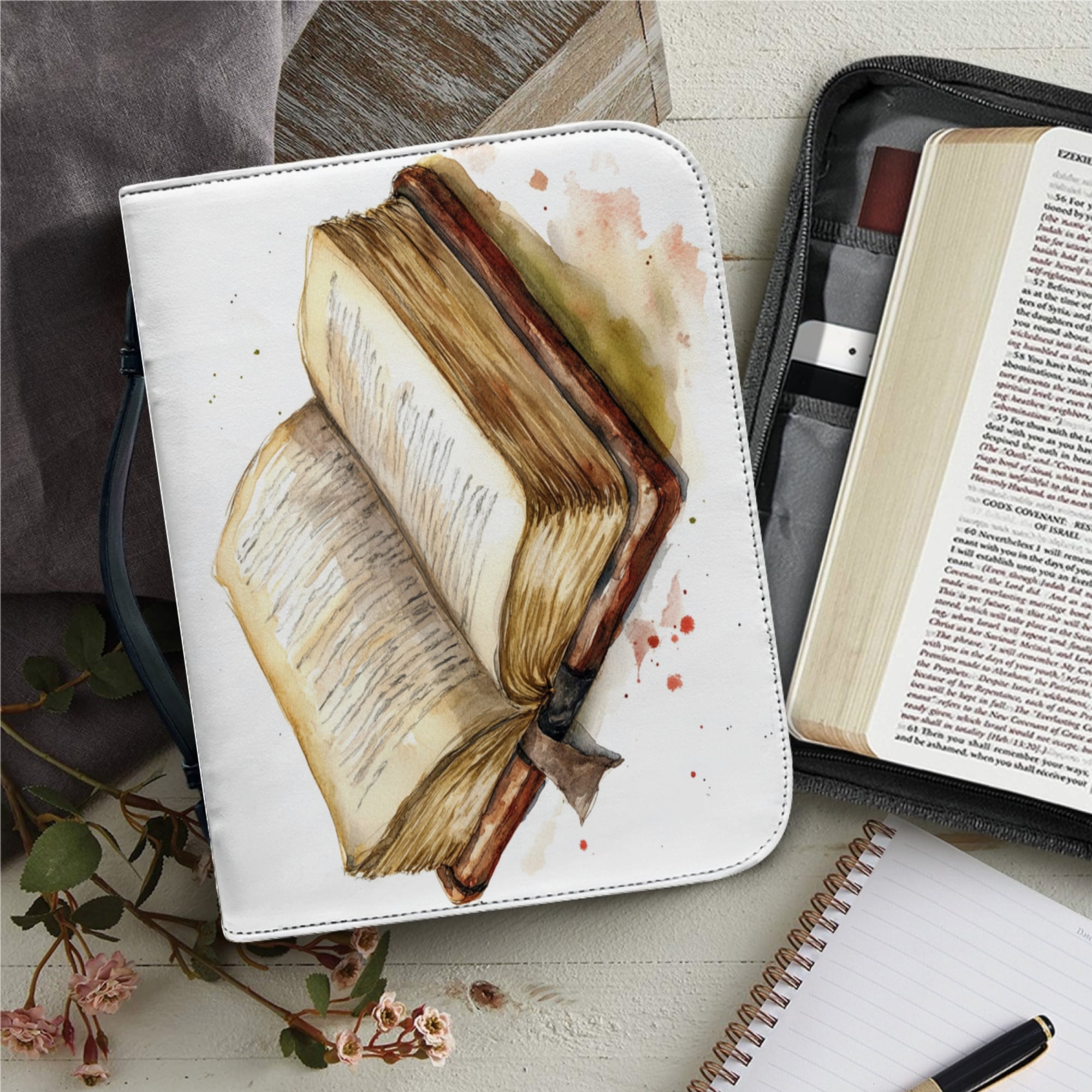 Custom Leather Bible Bag for Women Men Handle Bible Hymns Bible Cover ...