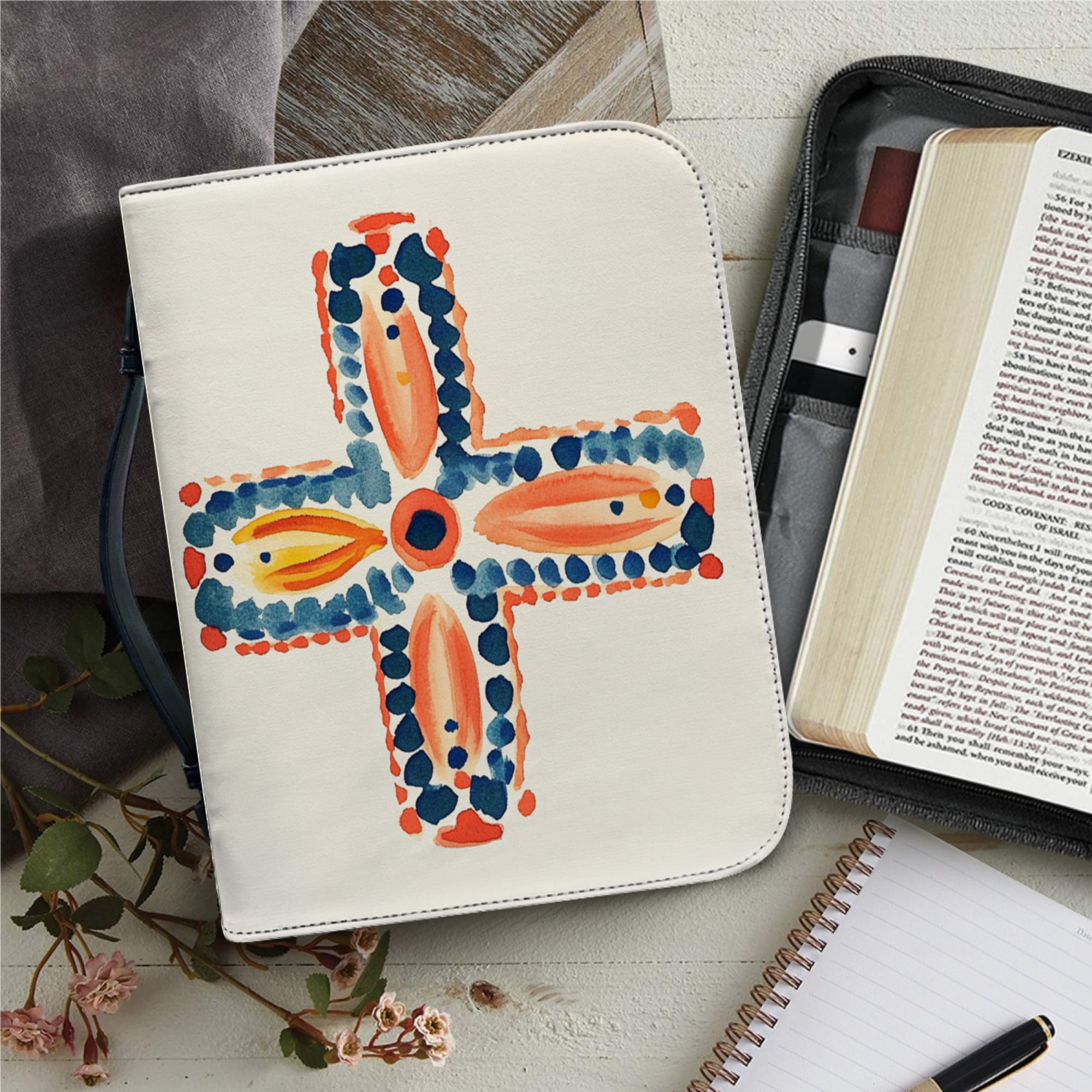 Custom Leather Bible Bag for Women Men Handle Bible Hymns