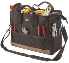 Custom Leather Craft 16in BigMouth Tool Bag with 22 Pockets, Model 1165