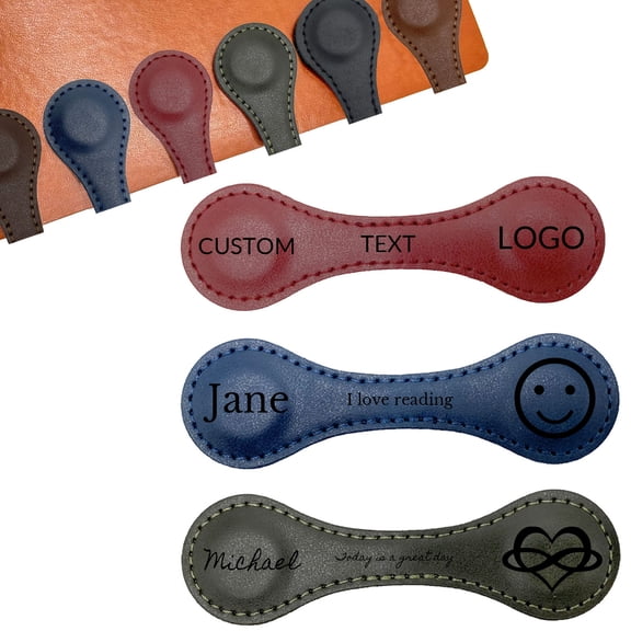 Custom Leather Magnetic Bookmarks for Women Personalized Engraved Text Book Marker Clips Gift for Book Lover Readers Kids