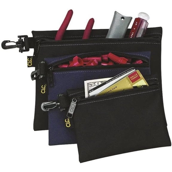 Custom Leathercraft 1100 3 Multipurpose Clip On Zippered Bags Set